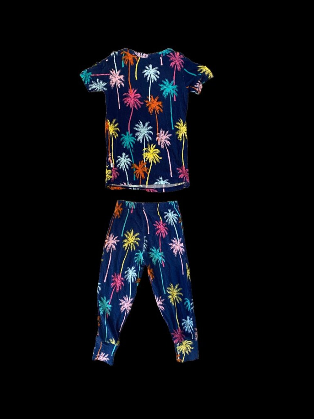 Posh Peanut 2T Neon Palm Tree Bamboo Pajama Set Tropical Palm Print